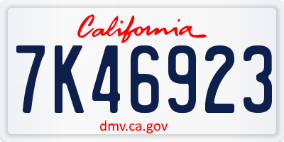 CA license plate 7K46923