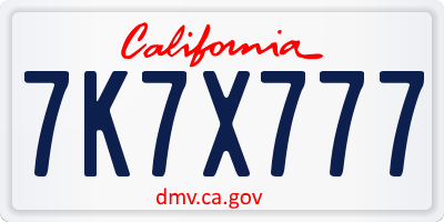 CA license plate 7K7X777