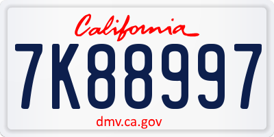 CA license plate 7K88997