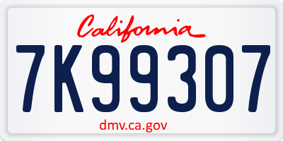 CA license plate 7K99307