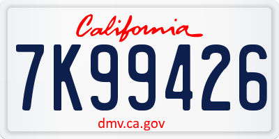 CA license plate 7K99426