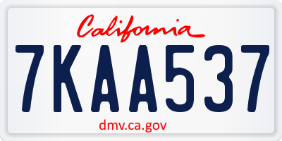 CA license plate 7KAA537