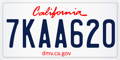 CA license plate 7KAA620