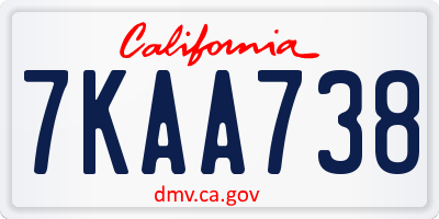 CA license plate 7KAA738