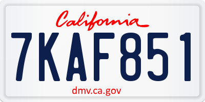 CA license plate 7KAF851