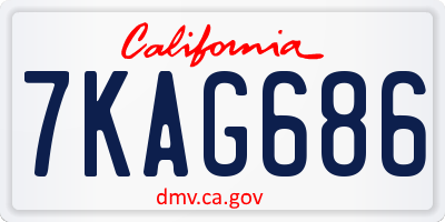 CA license plate 7KAG686