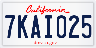 CA license plate 7KAI025
