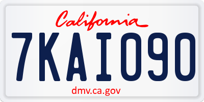 CA license plate 7KAI090
