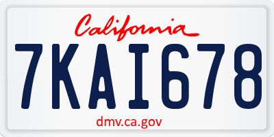CA license plate 7KAI678