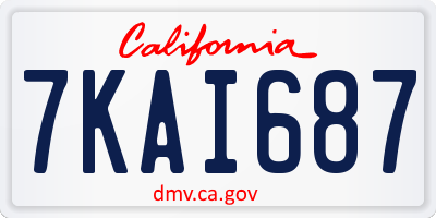 CA license plate 7KAI687