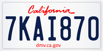 CA license plate 7KAI870