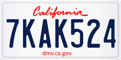 CA license plate 7KAK524