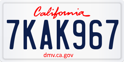 CA license plate 7KAK967