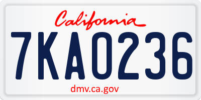 CA license plate 7KAO236