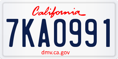 CA license plate 7KAO991