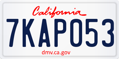 CA license plate 7KAP053