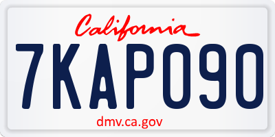 CA license plate 7KAP090