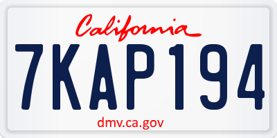 CA license plate 7KAP194