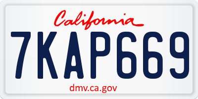 CA license plate 7KAP669