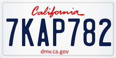 CA license plate 7KAP782