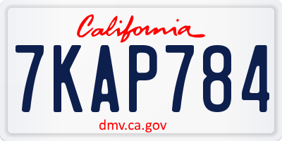 CA license plate 7KAP784