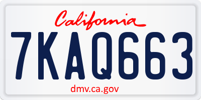 CA license plate 7KAQ663