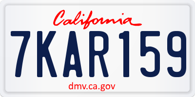 CA license plate 7KAR159