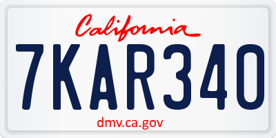 CA license plate 7KAR340