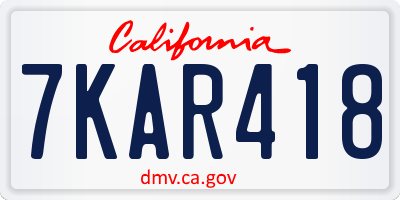 CA license plate 7KAR418