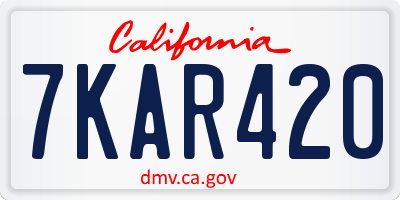 CA license plate 7KAR420