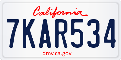 CA license plate 7KAR534