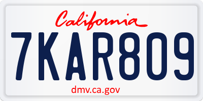 CA license plate 7KAR809