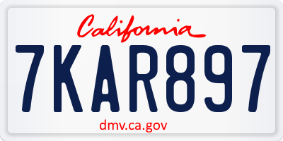 CA license plate 7KAR897