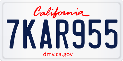CA license plate 7KAR955
