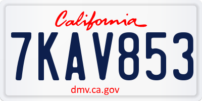 CA license plate 7KAV853