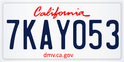 CA license plate 7KAY053