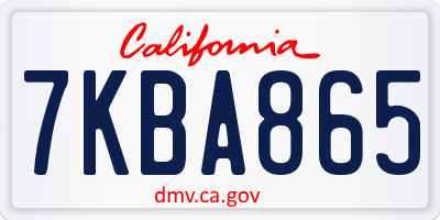 CA license plate 7KBA865
