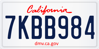 CA license plate 7KBB984