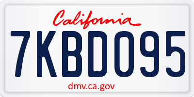 CA license plate 7KBD095