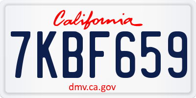 CA license plate 7KBF659