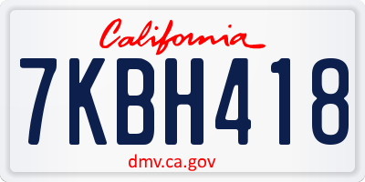 CA license plate 7KBH418
