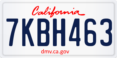 CA license plate 7KBH463