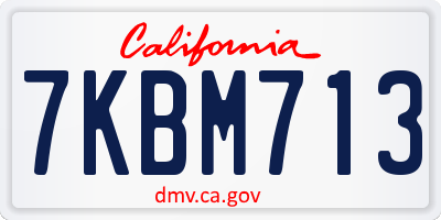 CA license plate 7KBM713