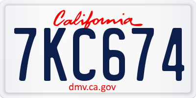 CA license plate 7KC674