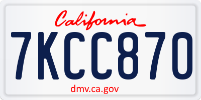 CA license plate 7KCC870