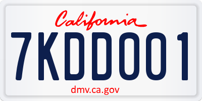 CA license plate 7KDD001