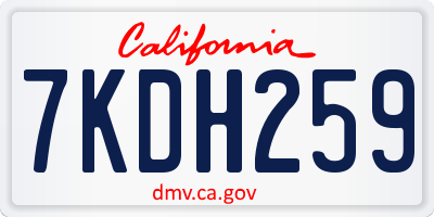 CA license plate 7KDH259