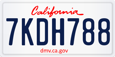 CA license plate 7KDH788