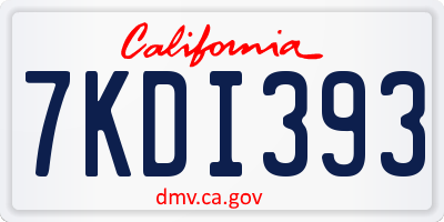 CA license plate 7KDI393
