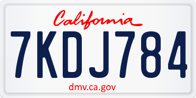 CA license plate 7KDJ784